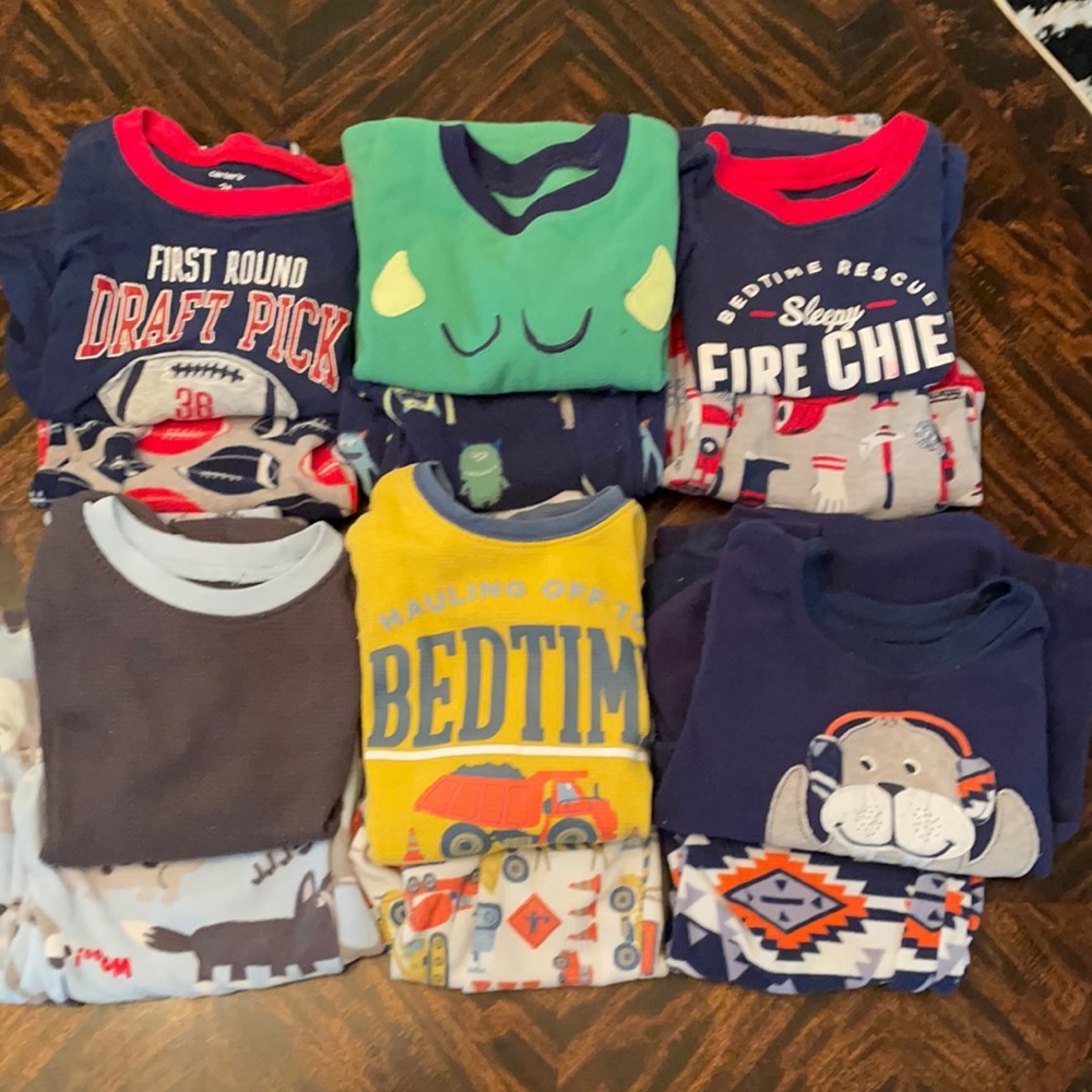 Toddler boys fleece bottom pajamas sets